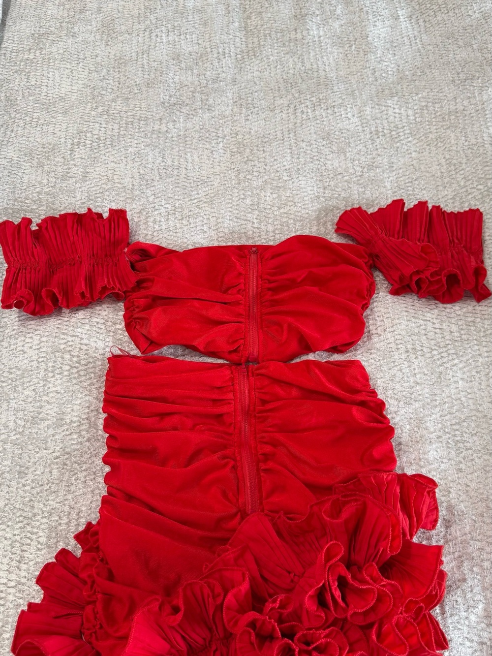 Threads & Trends Red Mini Dress with Ruffle Details
